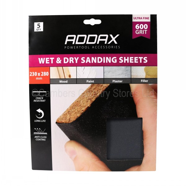 Addax Wet & Dry Sanding Sheets 5 Pack Cambers Country Store